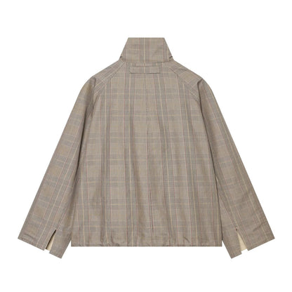 Women's double-sided wear short plaid windbreaker Coat