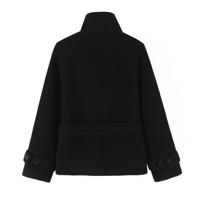 Women's with belt standing collar coat