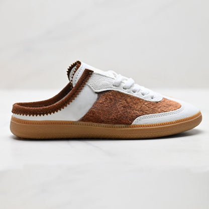 Women's new lace-up low-top casual slippers have a shoe box