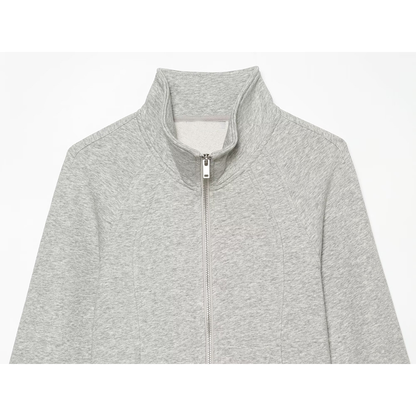 Women's slim stand collar double zipper Coat