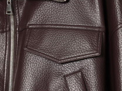 Women's with drawstring casual faux leather jacket