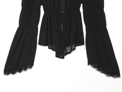 Women's lace patchwork off shoulder top