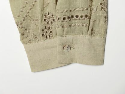 Women's hollowed out embroidered lapel shirt