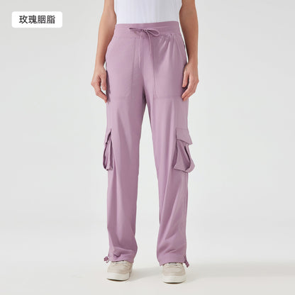 Women's new Joker running lightweight quick-drying multi-pocket wide-leg overalls