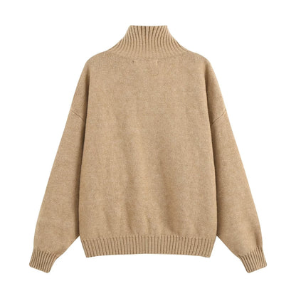 Women's casual stand collar knitted Coat