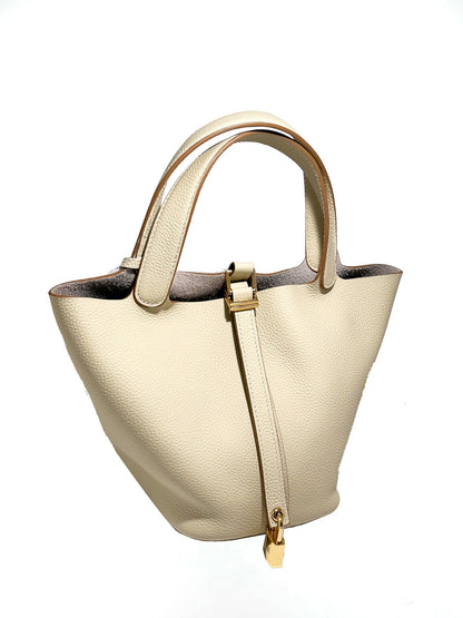 Women's New Casual Fashion Bucket Bag Leather First Leather Portable Shopping Basket Bag