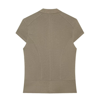 Women's buckle decoration slim zipper vest