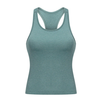 LU Women's 2025 New Joker Spring/Summer Threaded I-shaped Vest with Chest Pad Fitness Yoga Clothes Sports Vest