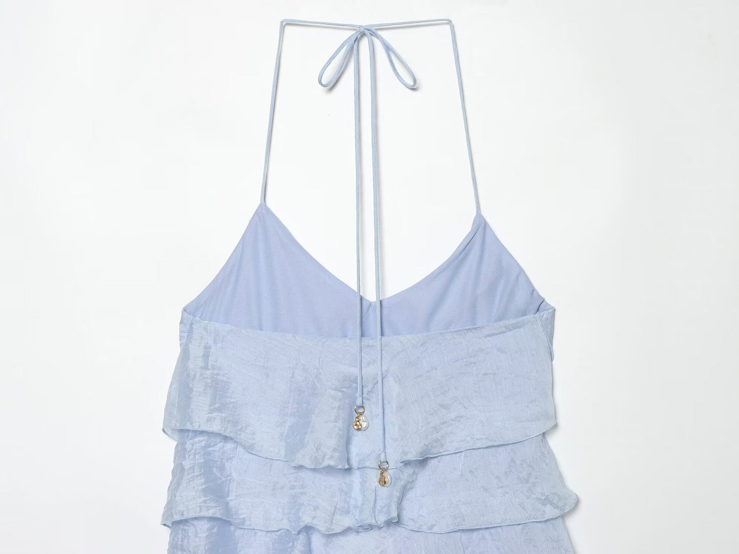 Women's layered decorative hanging neck mini dress