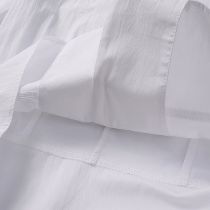 Women's slim collarless short poplin shirt