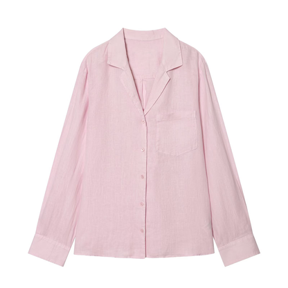 suit Women's 2 pieces pocket decoration linen blend shirt+Pants