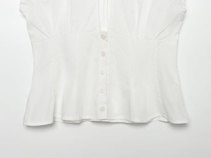 Women's bow decorated Split poplin top
