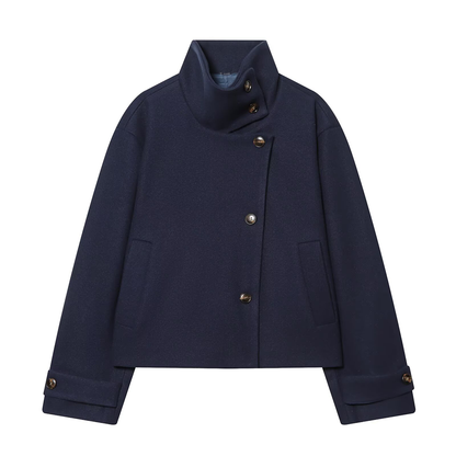 Women's new multi-color stand collar buttoned Coat