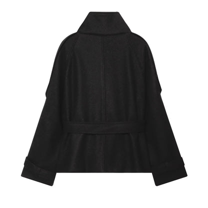 Women's soft textured double breasted stand collar Coat