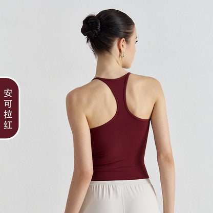 Women's new Joker Naked Vest sports bra with Chest Cushion Tight Slim Yoga Pilates Fitness Breathable Top