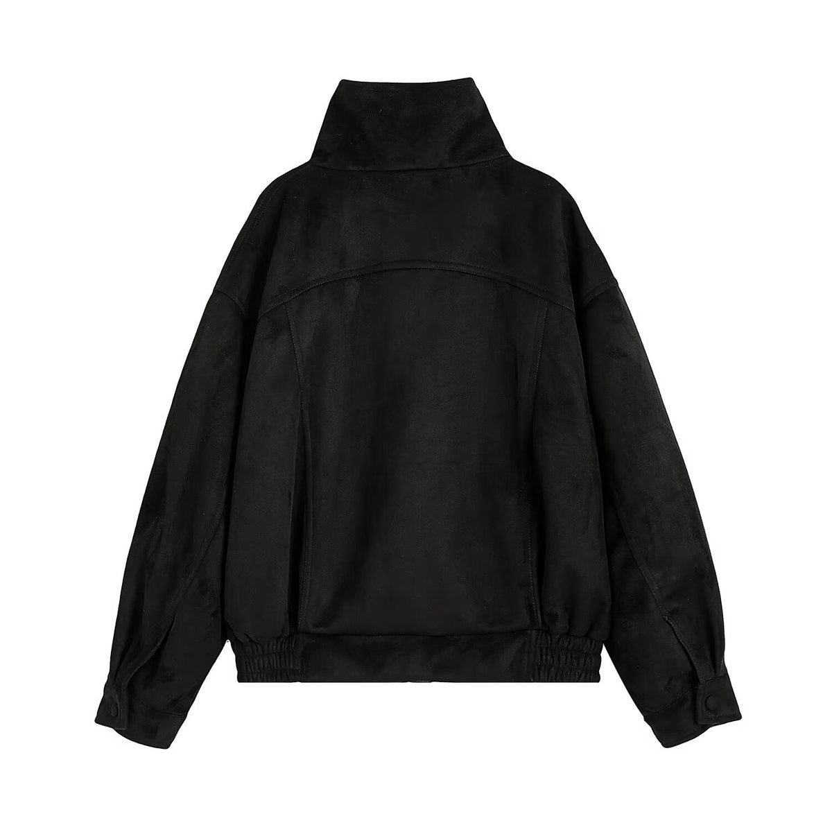 Women's suede textured black pilot jacket Coat