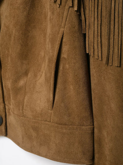 Women's suede texture effect tassel jacket Coat