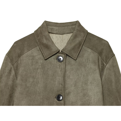 Women's suede lapel breasted short Coat