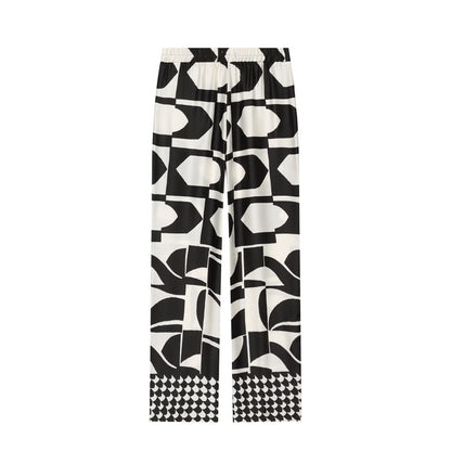 suit Women's 2 pieces geometric printed shoulder pad top+Pants