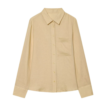 Women's linen blended linen long sleeved shirt