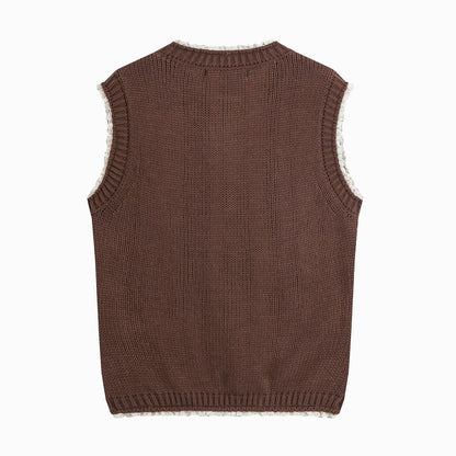 Women's O-Neck flower jacquard knitted vest