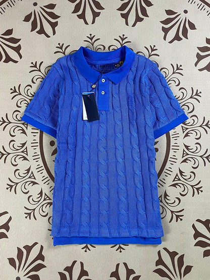 Women's New Joker Embroidered Lapel Pullover Short-sleeved T-shirt Knitwear Top