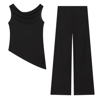 suit Women's 2 pieces vacation style asymmetrical top+Pants