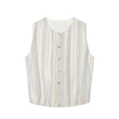 suit Women's 2 pieces sleeveless O Neck striped shirt+Skirts