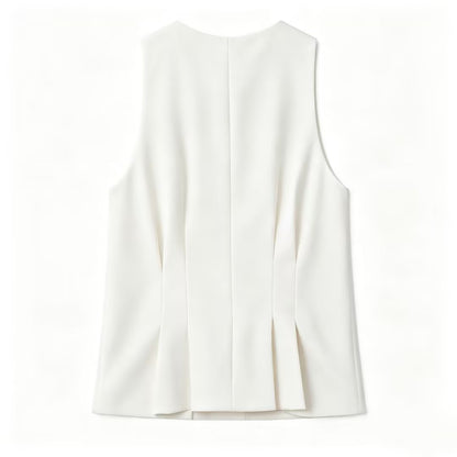 suit Women's 2 pieces pleated decorative slim vest+mini flared pants