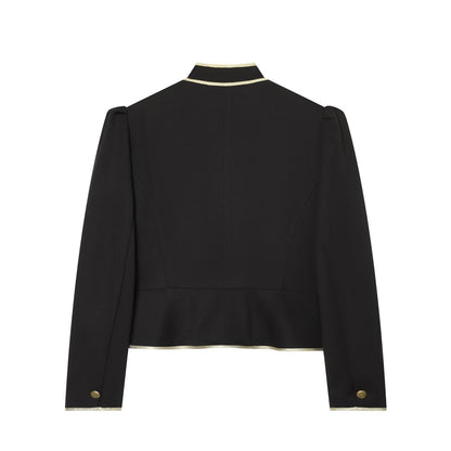 Women's slim contrasting color trimmed Blazer Coat