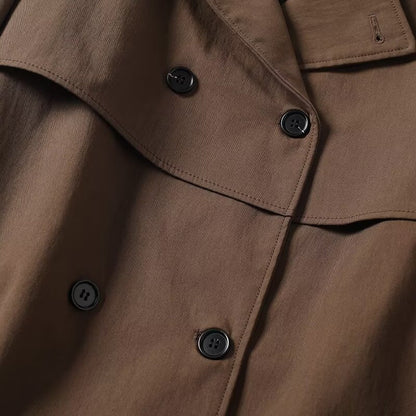 Women's New Fashion With Belt Short Double breasted lapel Coat