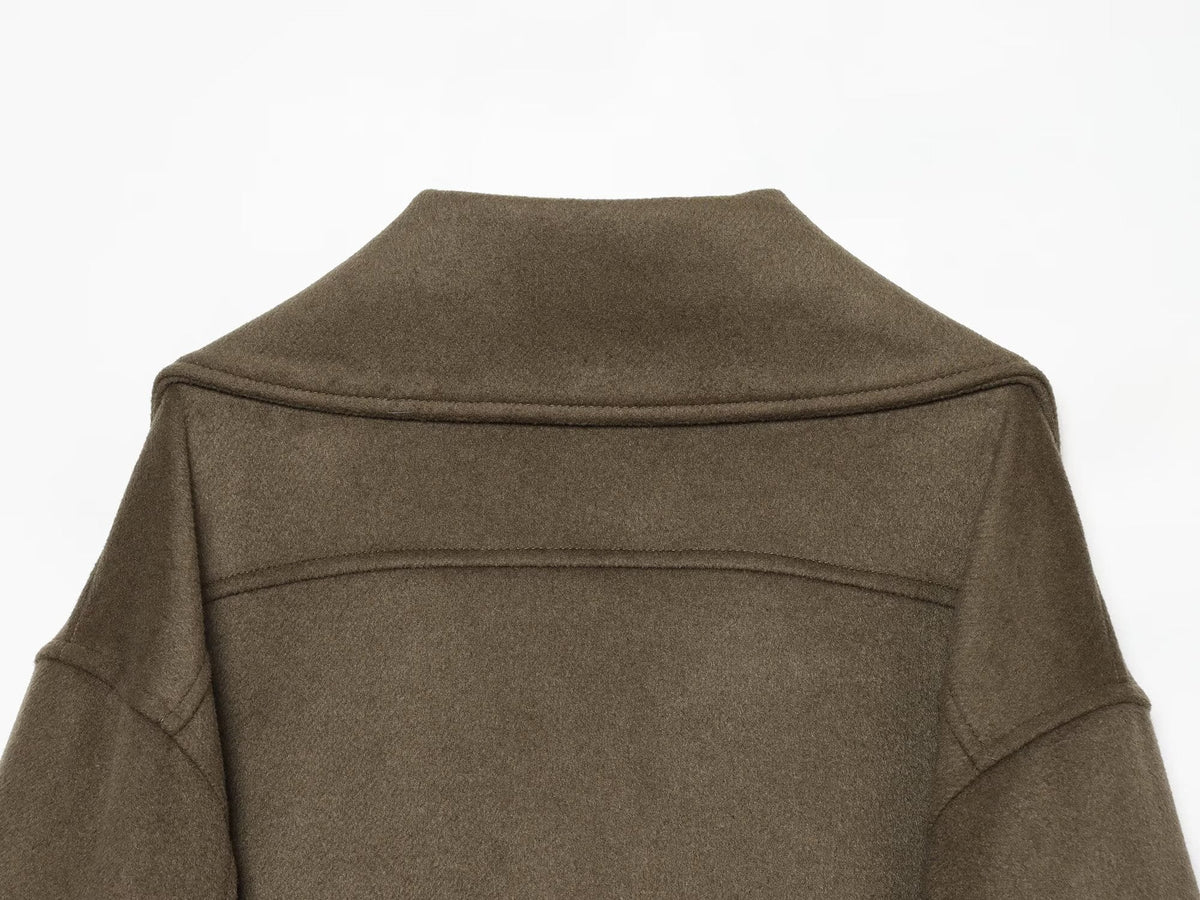 Women's Lapel straight casual wool blend Coat