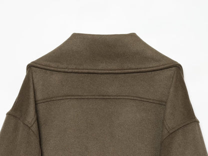 Women's Lapel straight casual wool blend Coat