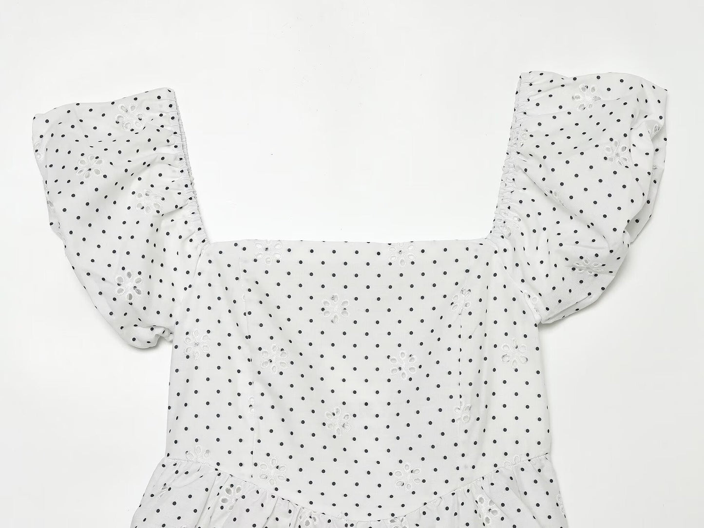 Women's hollowed out embroidered polka dot top