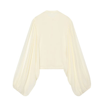 Women's long sleeved O Neck rope Knot button shirt