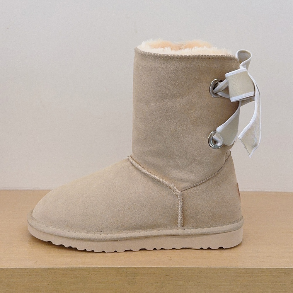 Women's new bow letter lace-up snow boots in the tube