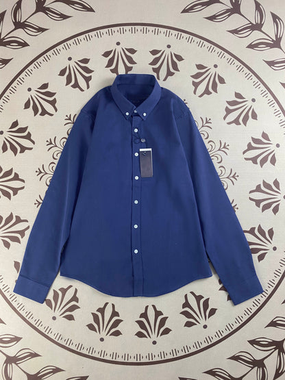 Men and women with the same new casual Joker cotton embroidered couple long sleeve shirt.