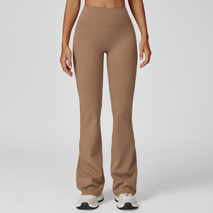 LU Women's new sanding high waist yoga pants tight wide leg flared pants