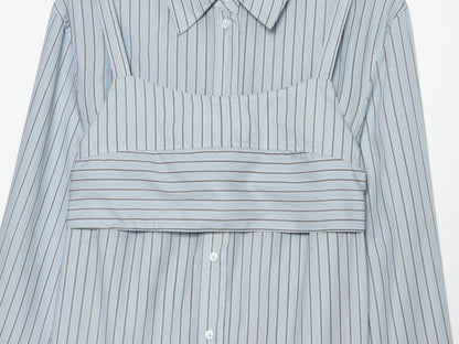 Women's layered decorative striped shirt