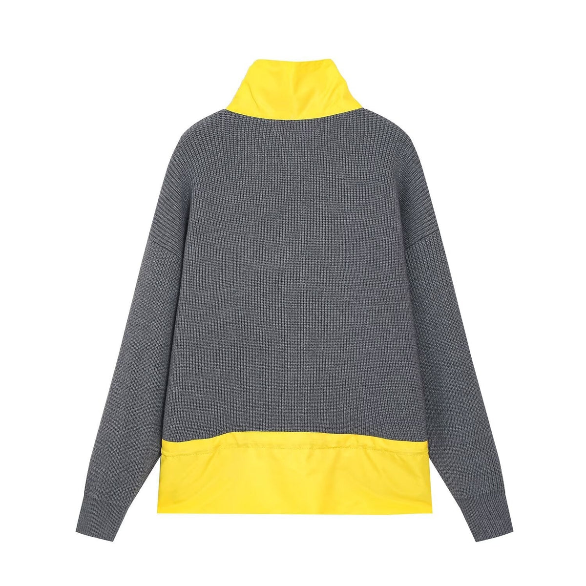 Women's pocket decoration splicing knitted Coat