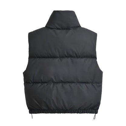 Women's short standing collar cotton vest