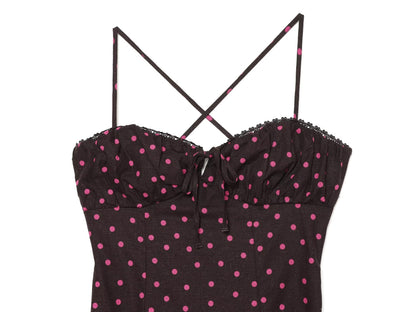 Women's polka dot suspender MIDI dress