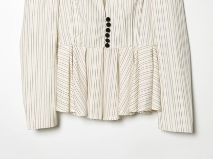 Women's short skirt style hem striped Blazer Coat