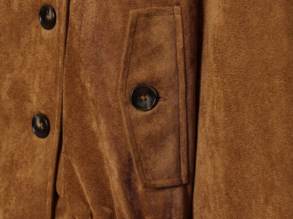 Women's retro suede textured stand collar jacket