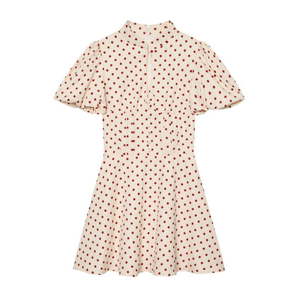 Women's bubble sleeve polka dot dress