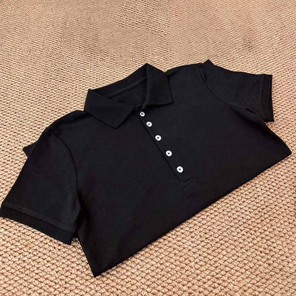 Women's new fashion cotton slim short-sleeved Polo shirt