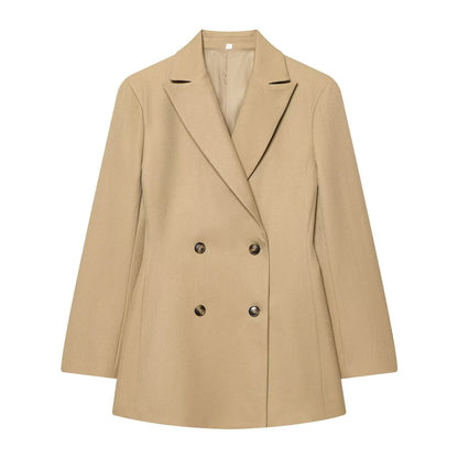 suit Women's 2 pieces slim double breasted Blazer Coat +Pants