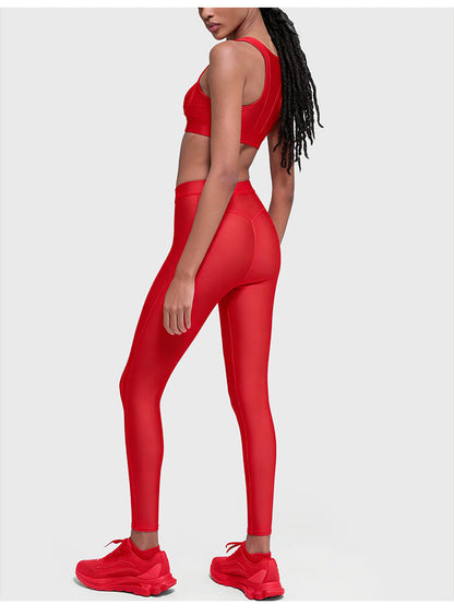 Women's new beautiful back sports bra high waist hip pants suit