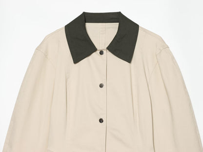 Women's contrasting collar Short skirt style hem jacket Coat