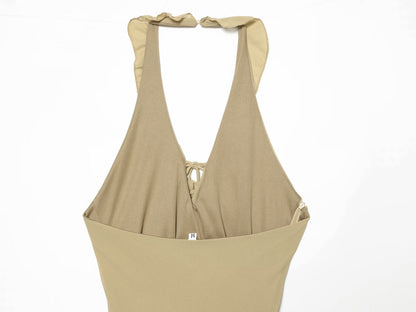 Women's asymmetrical hem hanging neck dress